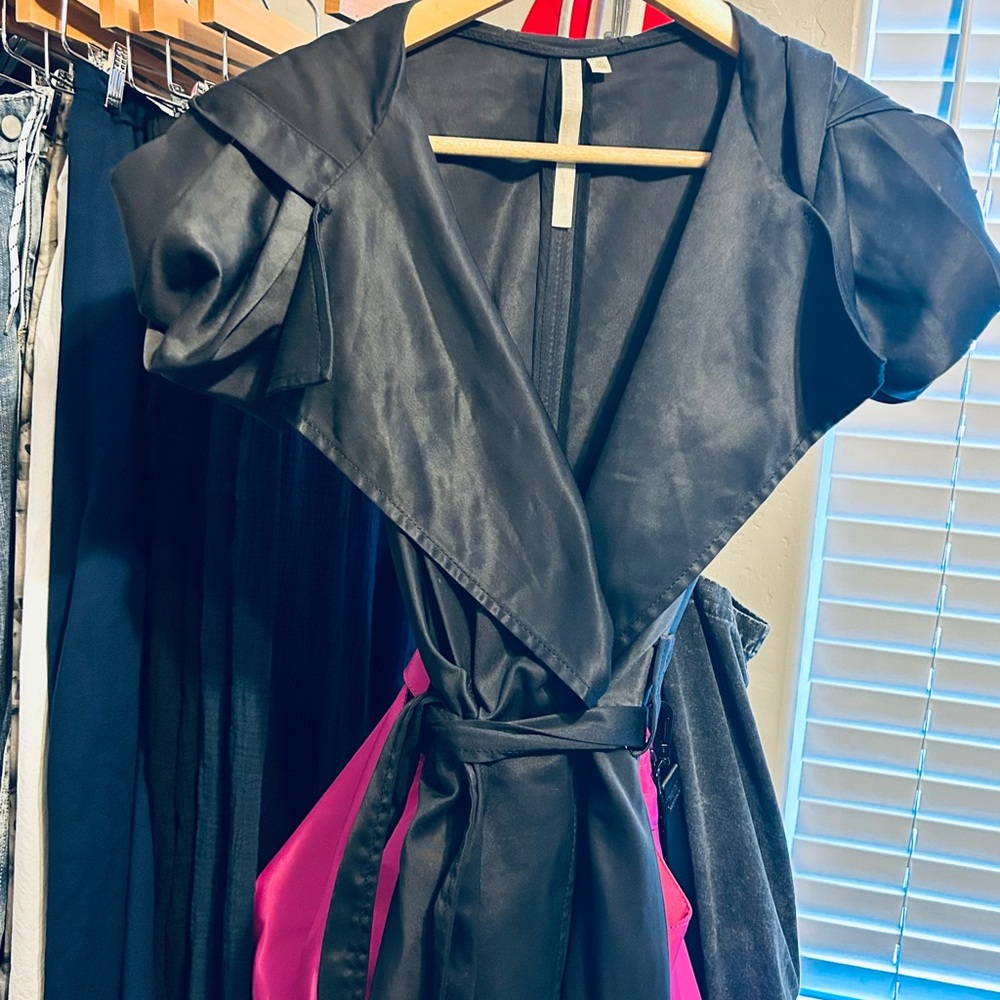 Rachel Roy Black Hooded Jacket Dress Belted Size 10